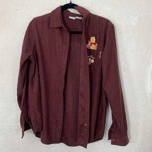 Disney Maroon Winnie the Pooh Button Down shirt